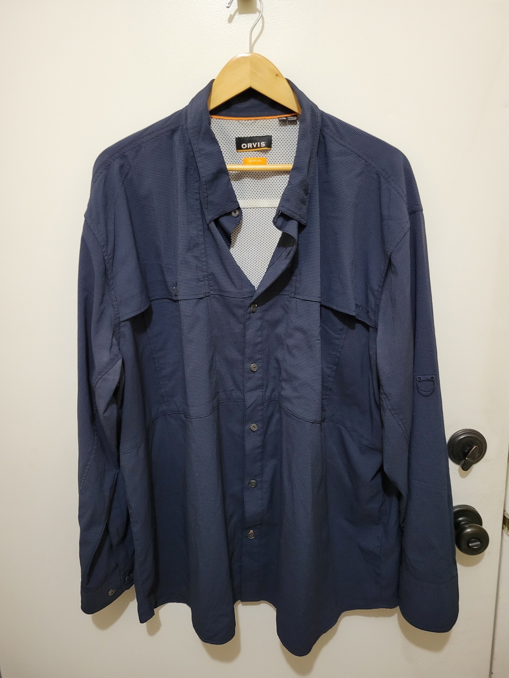 Orvis Men's Active Fit Navy Quick Dry Tech Button-Up Shirt - Size XXL